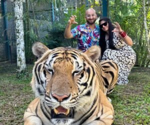 photo with a tiger at Tiger Kingdom, Kathu, Thailand